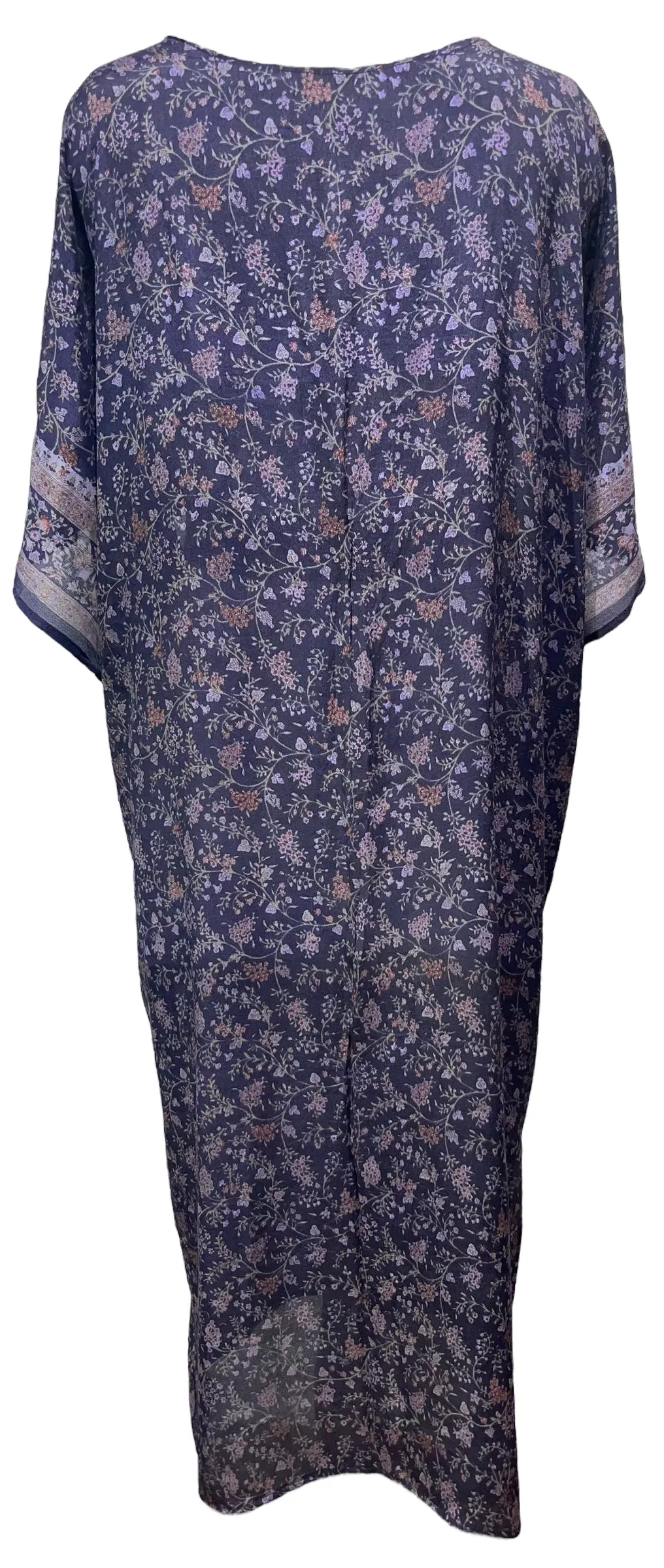 PCH4564 Sheer Pure Chiffon Silk  Avatar Long Pure Silk Kimono Sleeved Duster with Belt