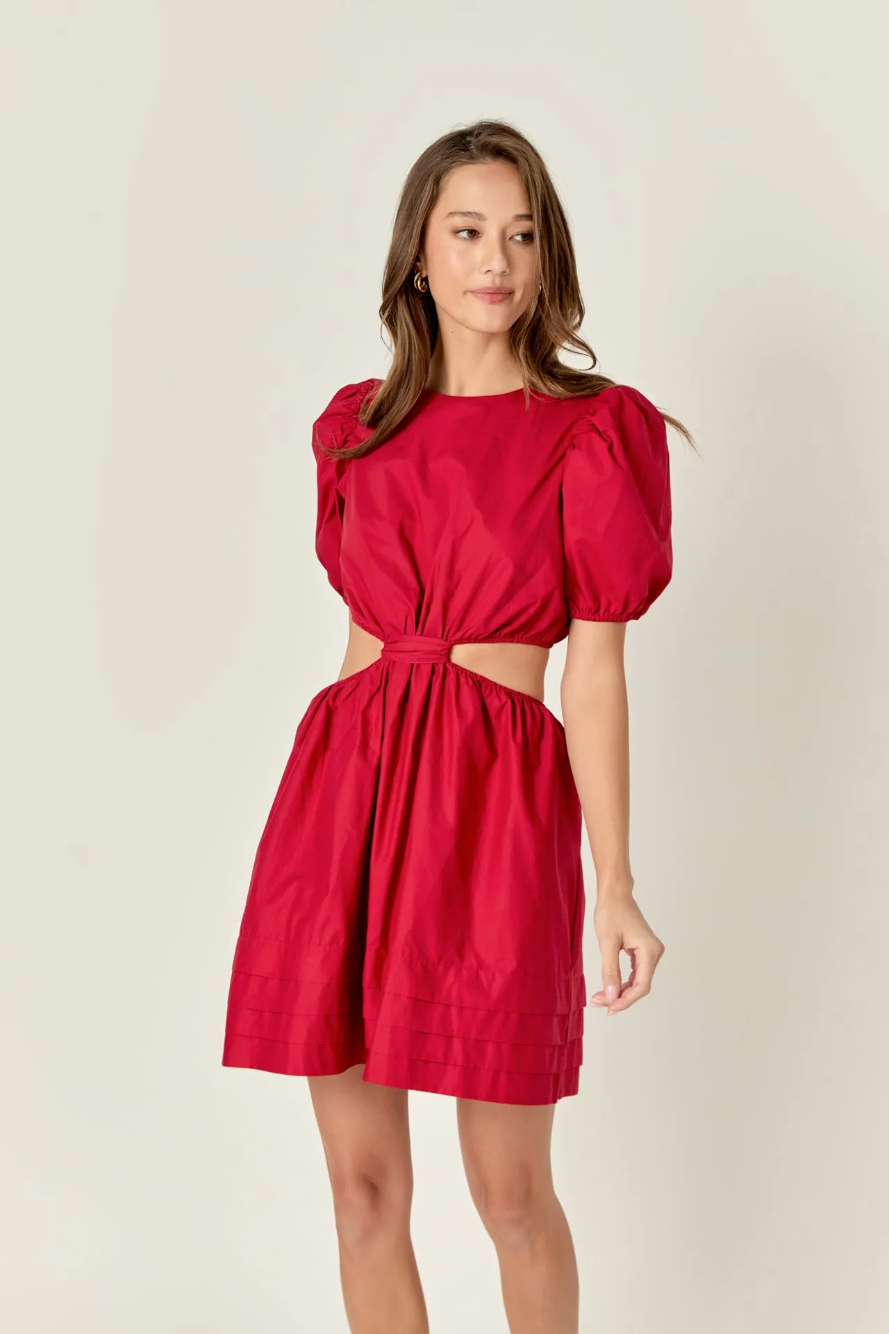 Pleats with Cut-out Detail Mini Dress