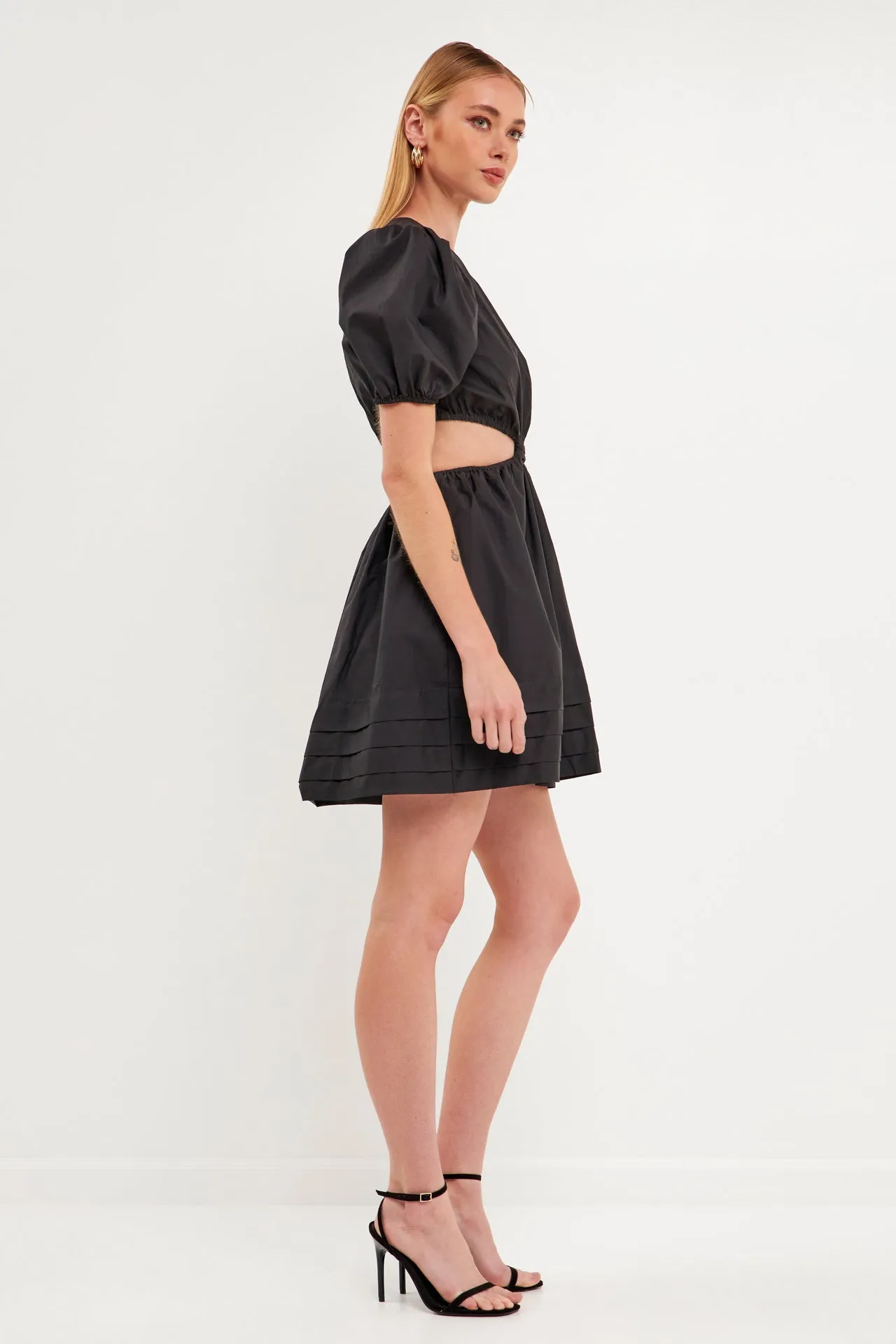 Pleats with Cut-out Detail Mini Dress