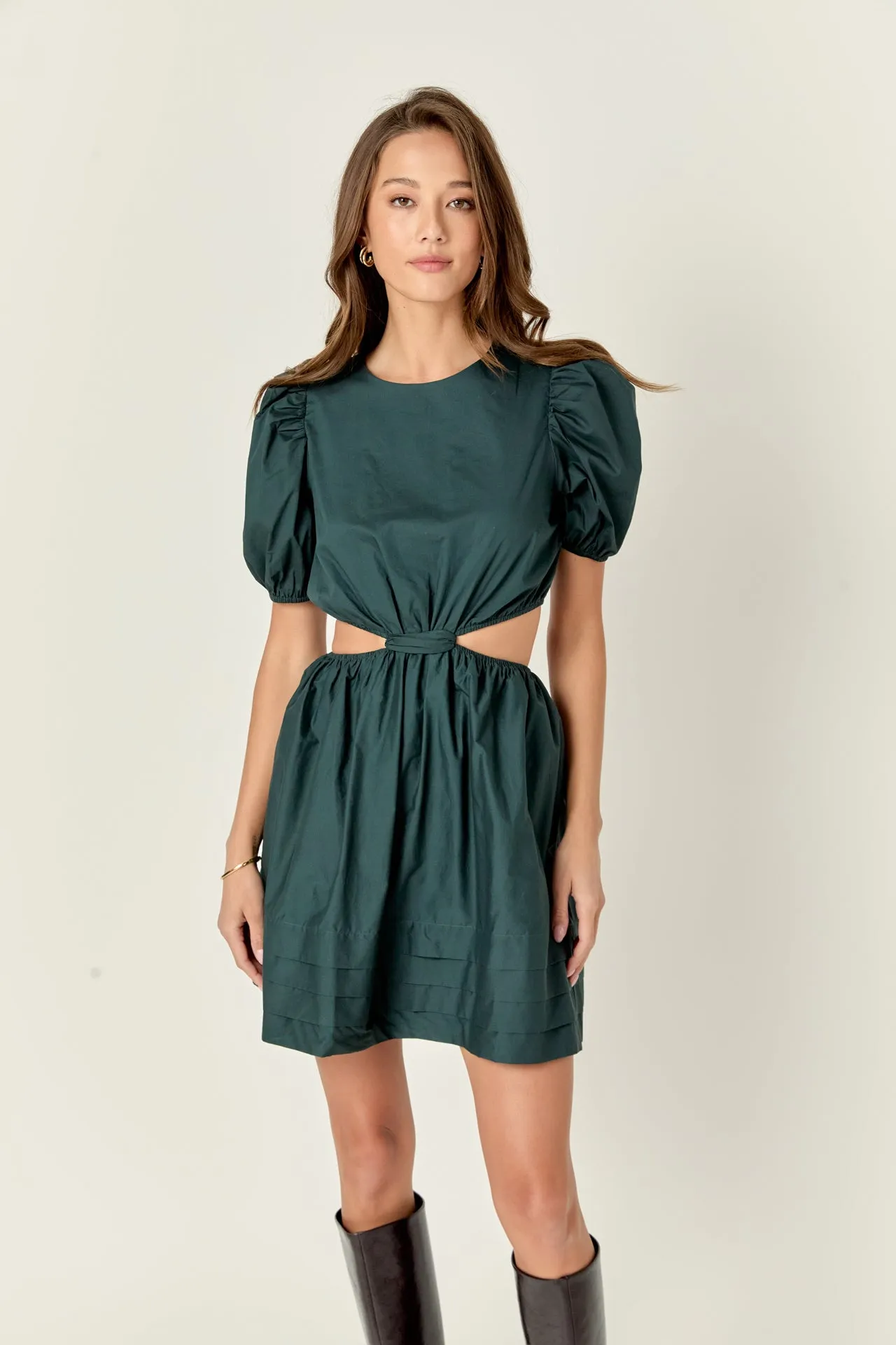 Pleats with Cut-out Detail Mini Dress