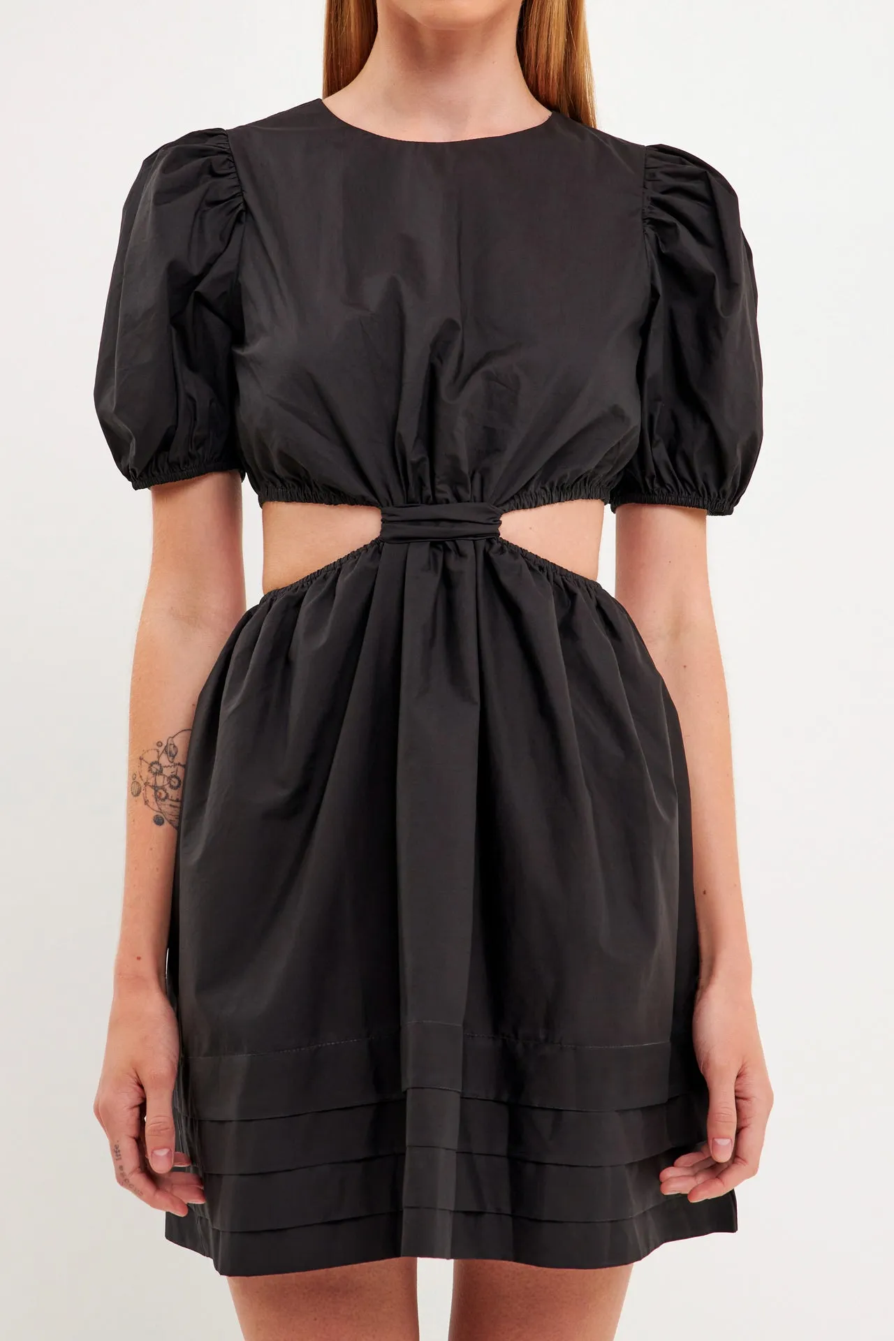 Pleats with Cut-out Detail Mini Dress