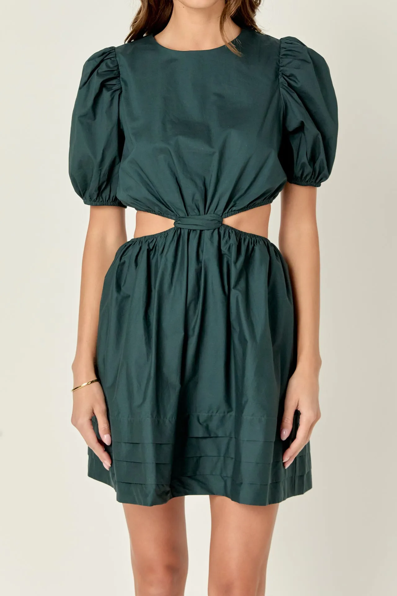 Pleats with Cut-out Detail Mini Dress