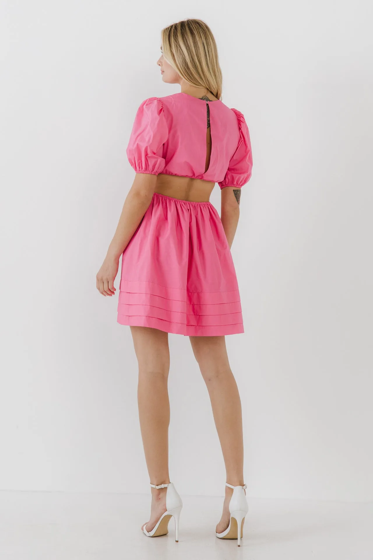 Pleats with Cut-out Detail Mini Dress