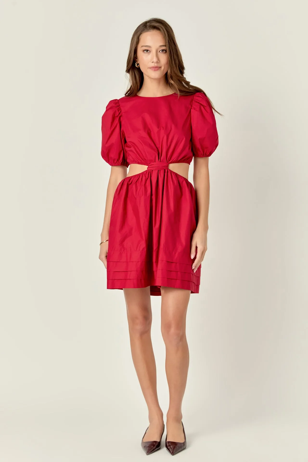 Pleats with Cut-out Detail Mini Dress
