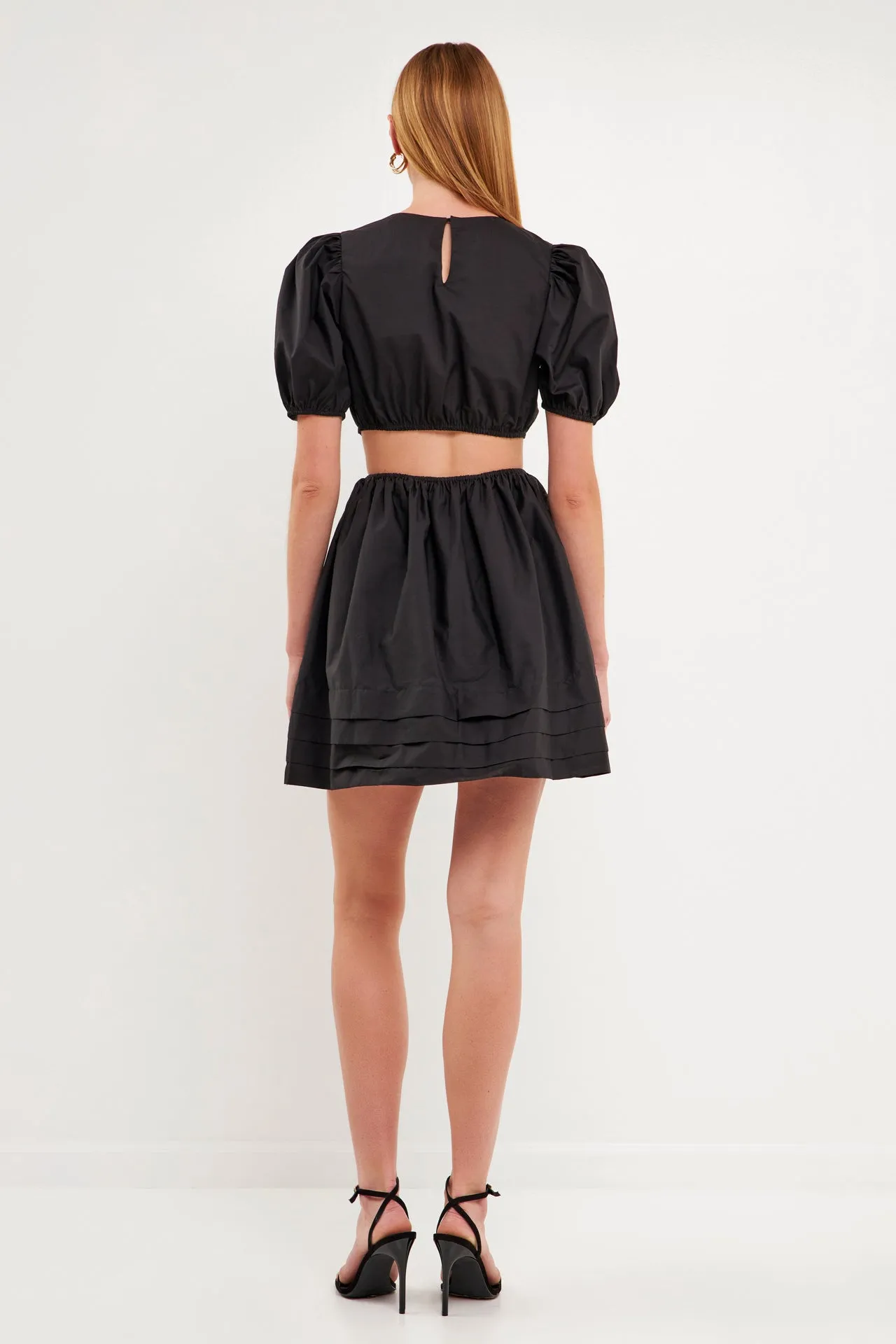 Pleats with Cut-out Detail Mini Dress