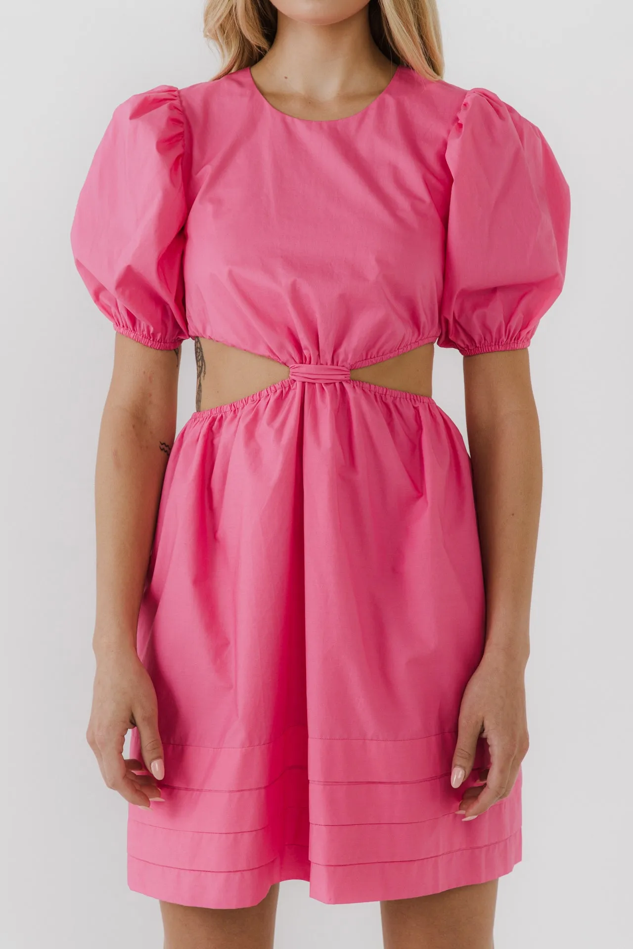 Pleats with Cut-out Detail Mini Dress