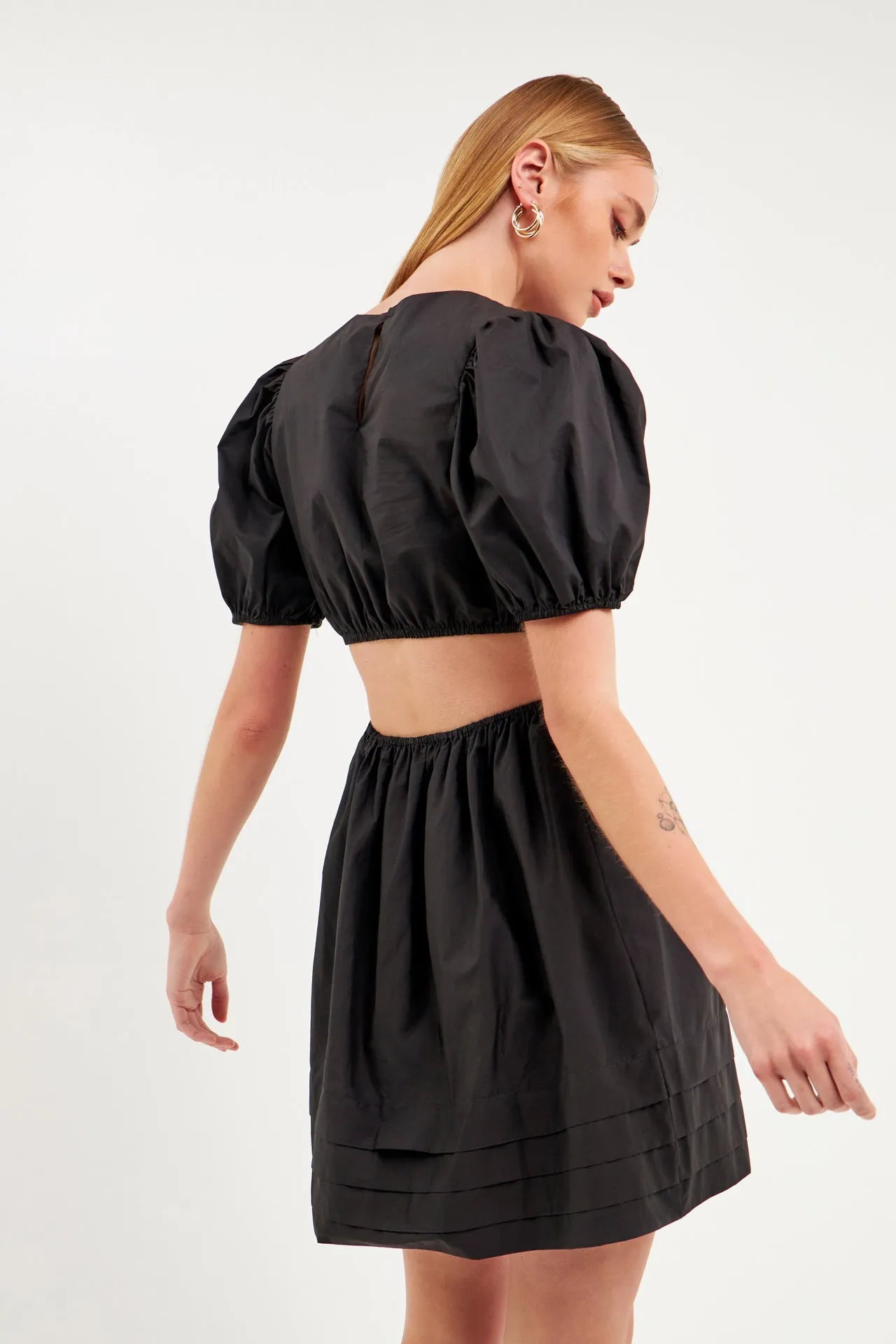 Pleats with Cut-out Detail Mini Dress