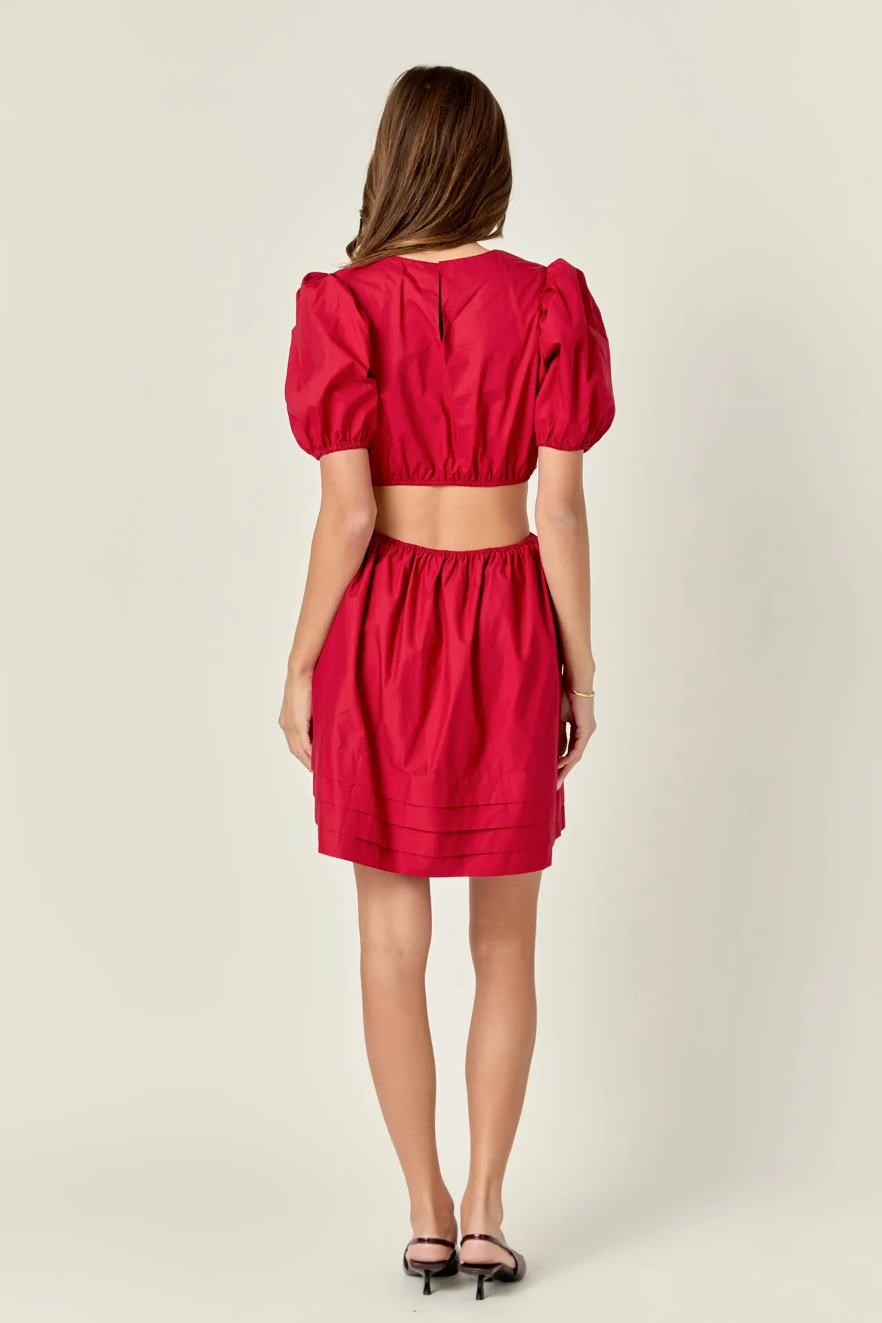Pleats with Cut-out Detail Mini Dress
