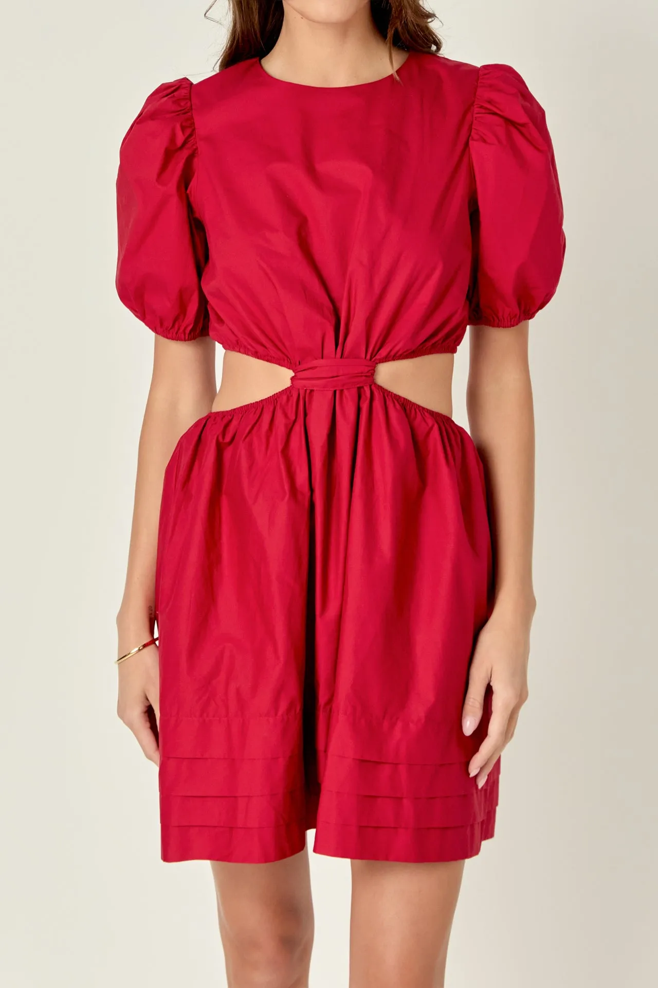 Pleats with Cut-out Detail Mini Dress