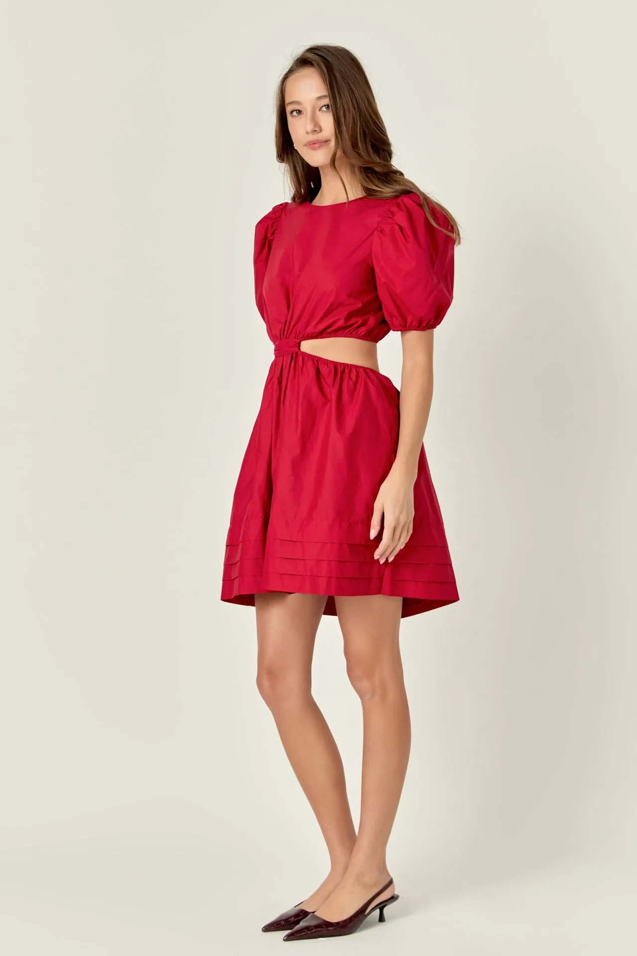 Pleats with Cut-out Detail Mini Dress