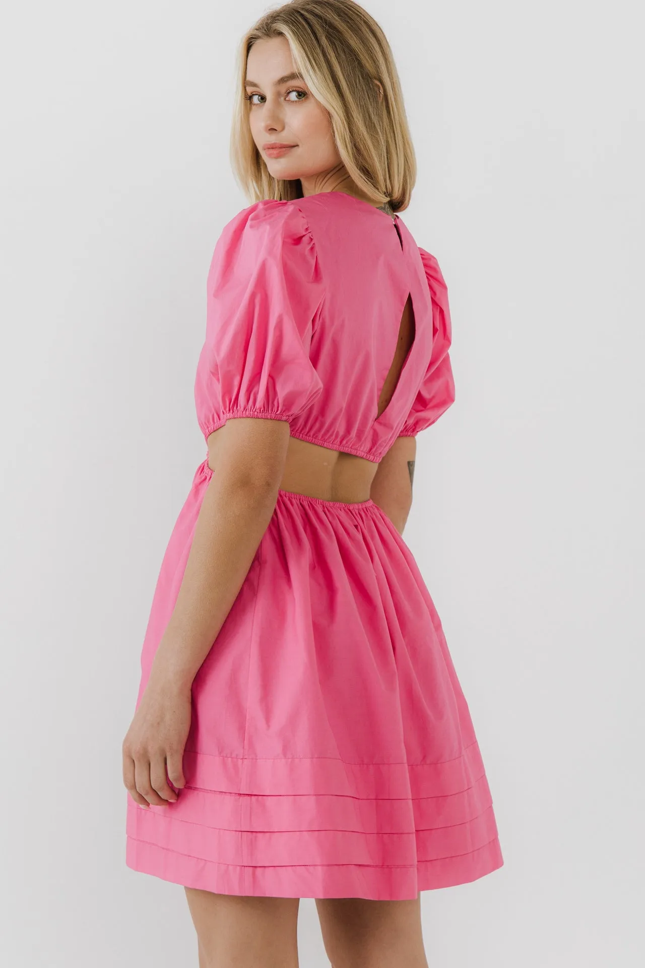 Pleats with Cut-out Detail Mini Dress