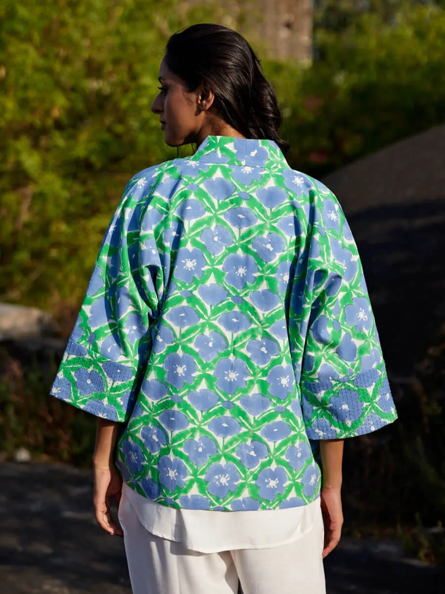 Queen Block Printed Cotton Kimono Jacket