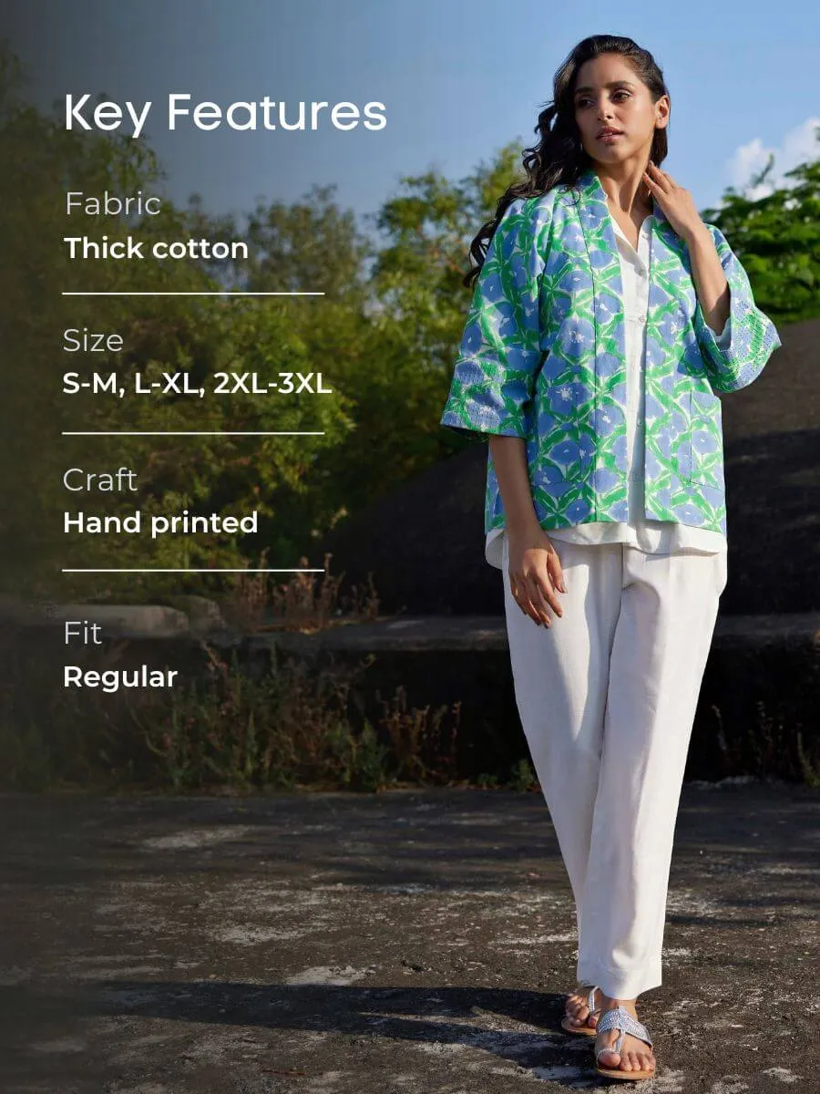 Queen Block Printed Cotton Kimono Jacket