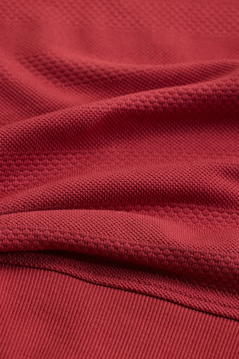 Red Elbow Patch Textured T-Shirt