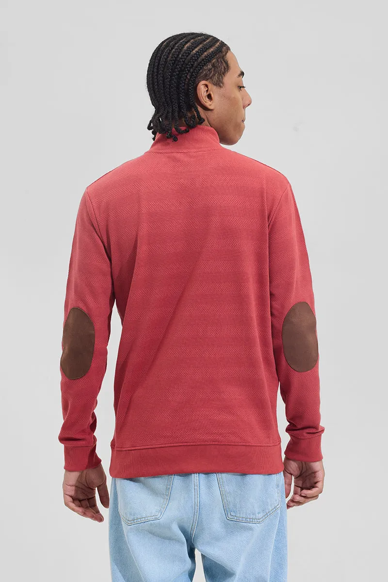 Red Elbow Patch Textured T-Shirt