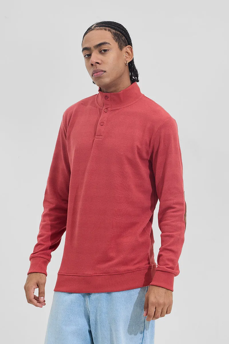 Red Elbow Patch Textured T-Shirt