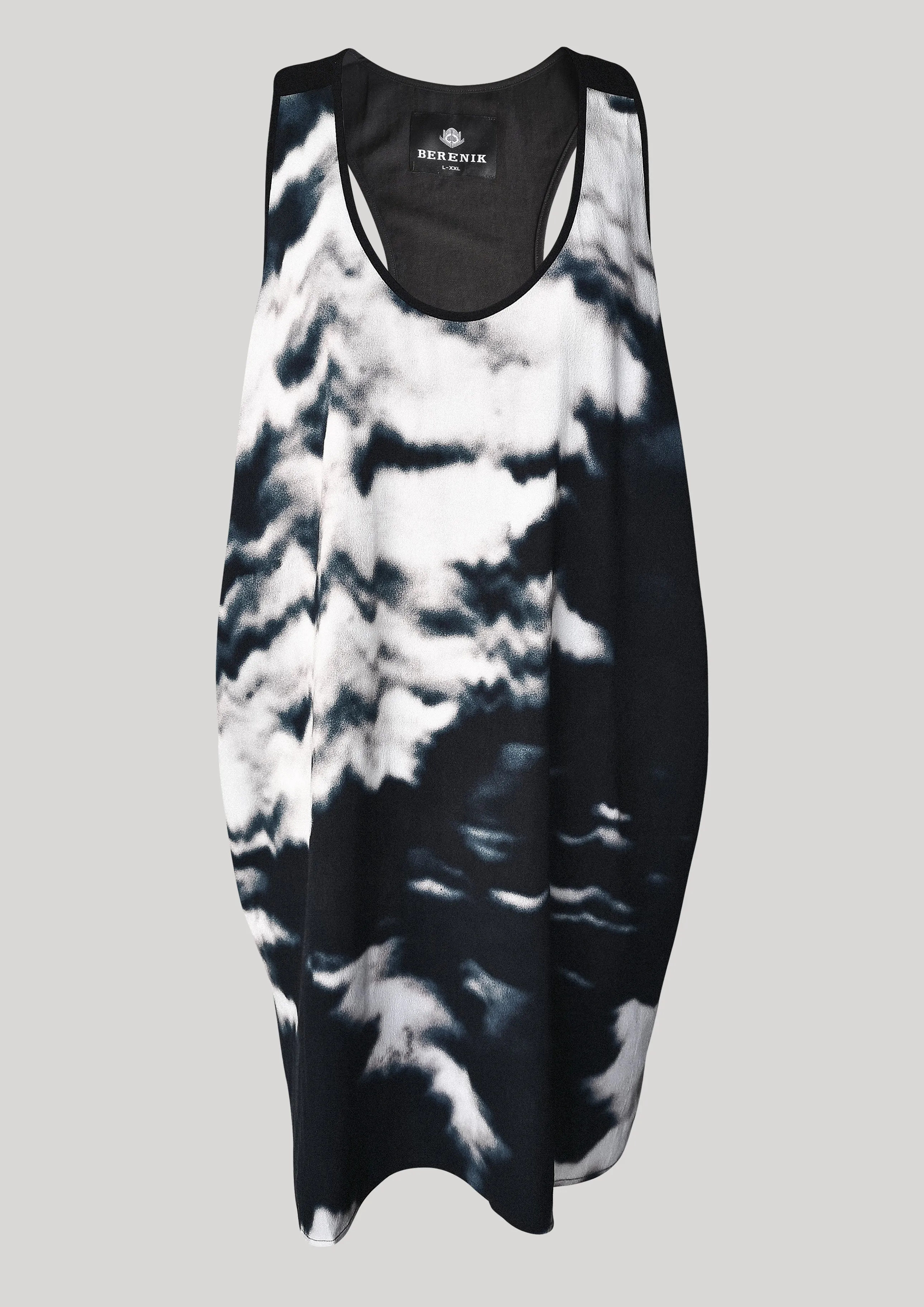 TANK TOP OVERSIZED - VISCOSE print cloud black / white