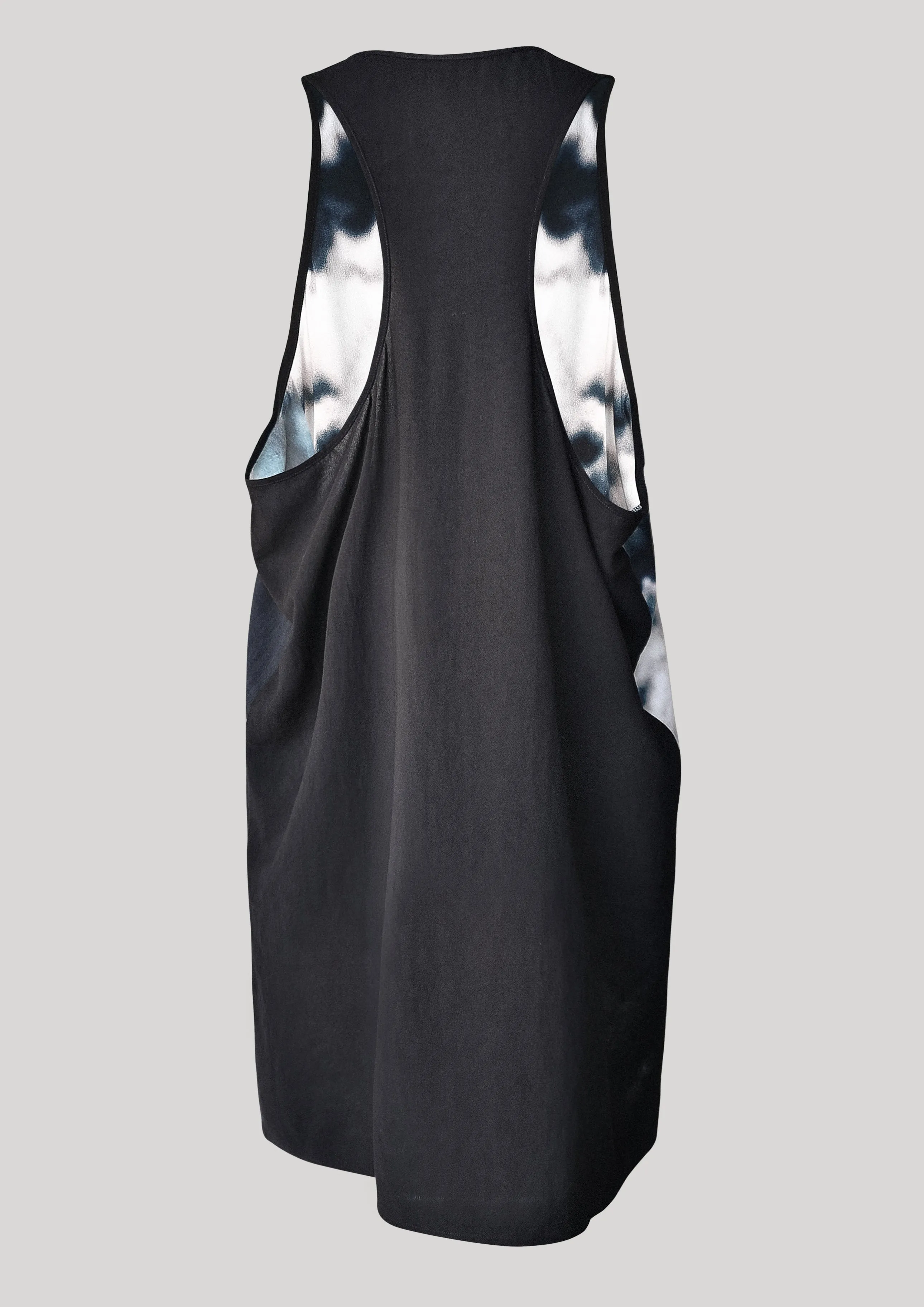 TANK TOP OVERSIZED - VISCOSE print cloud black / white