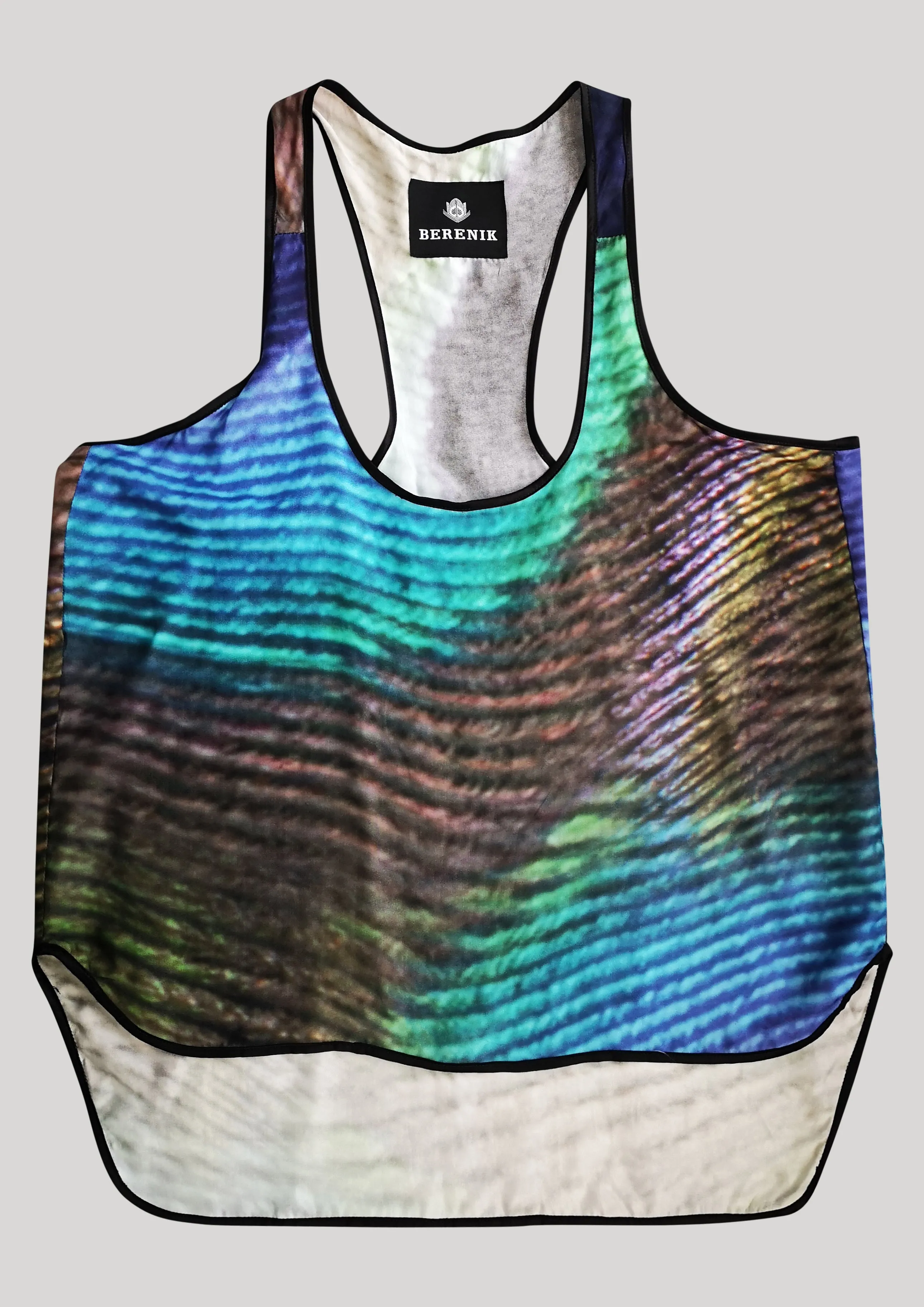 TANK TOP - SILKY CUPRO printed peacock