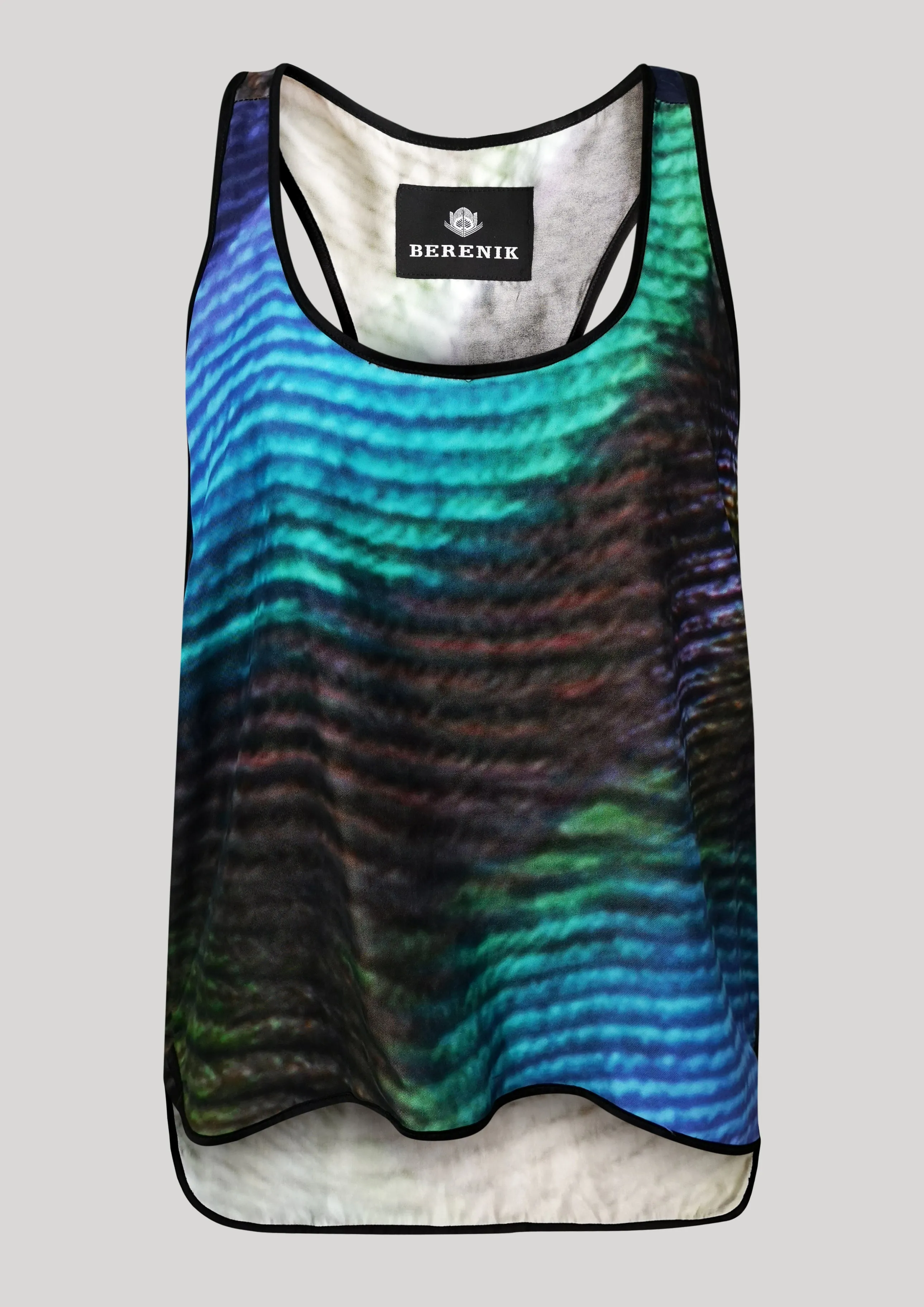 TANK TOP - SILKY CUPRO printed peacock
