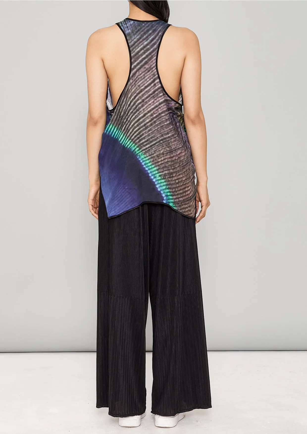 TANK TOP - SILKY CUPRO printed peacock